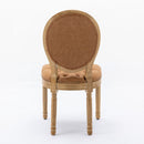 French Style Solid Wood Frame Antique Painting, Hand-Pulled Buckle Decoration Artificial Dining Chair With Nailhead Trim, Wood Legs