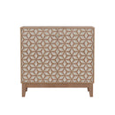 Geometric Design Sideboard With 2 Doors And Adjustable Shelves - Tangerine / Walnut