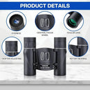 High Powered Mini Pocket Binoculars 10x25 with Phone Adapter – Compact, Lightweight, Portable – Black
