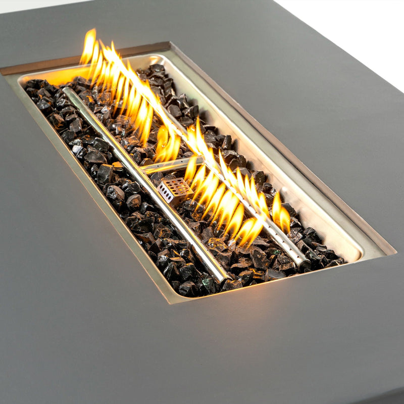 Volon - Rectangular Fire Pit Table, Propane Powered, 50,000 BTU - Light Gray, photo 2 of 25