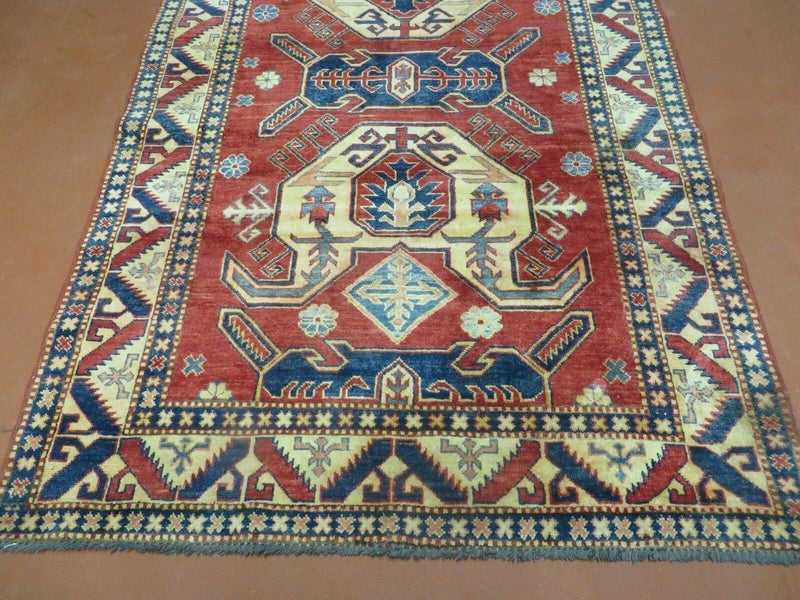 4' X 6' Vintage Handmade Turkish Kazak Pattern Wool Rug Carpet Nice