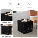 Luxurious Marble Texture Coffee Table Cube Design Elegant Living Room Accent - Black by HouseOfZazla