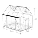 6x8 FT Polycarbonate Greenhouse, Outdoor Walk-in Green House with Vent Window, Hinged Door, Rain Gutter, Heavy-Duty Aluminum Hot House for Backyard Garden