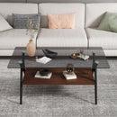 Rectangle Coffee Table With Tempered Glass Top And Shelf, Modern Table For Living Room by Unique Piece Furniture
