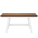 6-Piece Wood Dining Table Set Kitchen Table Set with Long Bench and 4 Dining Chairs, Farmhouse Style, Walnut+White