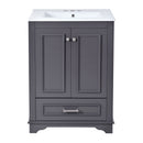Bathroom Vanity With Ceramic Sink Combo, Modern Freestanding Storage Cabinet With Silver Handles by HouseOfZazla