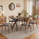 7-Pieces Upholstered Dining Set With Rubberwood Frame