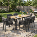 7-Piece Outdoor Dining Set with Acacia Wood Table and Chairs
