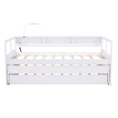 Daybed With 2 Trundles, 3 Storage Cubbies, Built In USB Charging Light