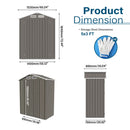 5 X 3 Ft Compact Metal Outdoor Storage Shed With Pitched Roof, Lockable Door - Gray by HouseOfZazla
