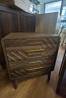 Walnut Wood Bedside Table with Double Drawers