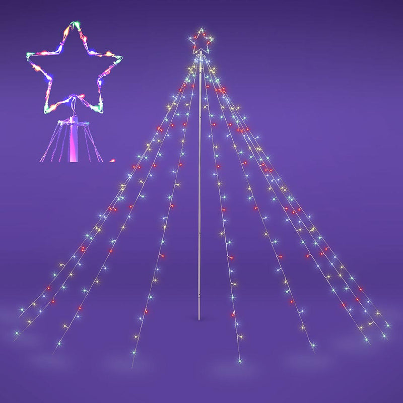 Yescom Christmas Tree Light 9 String Lights with Star & Pole