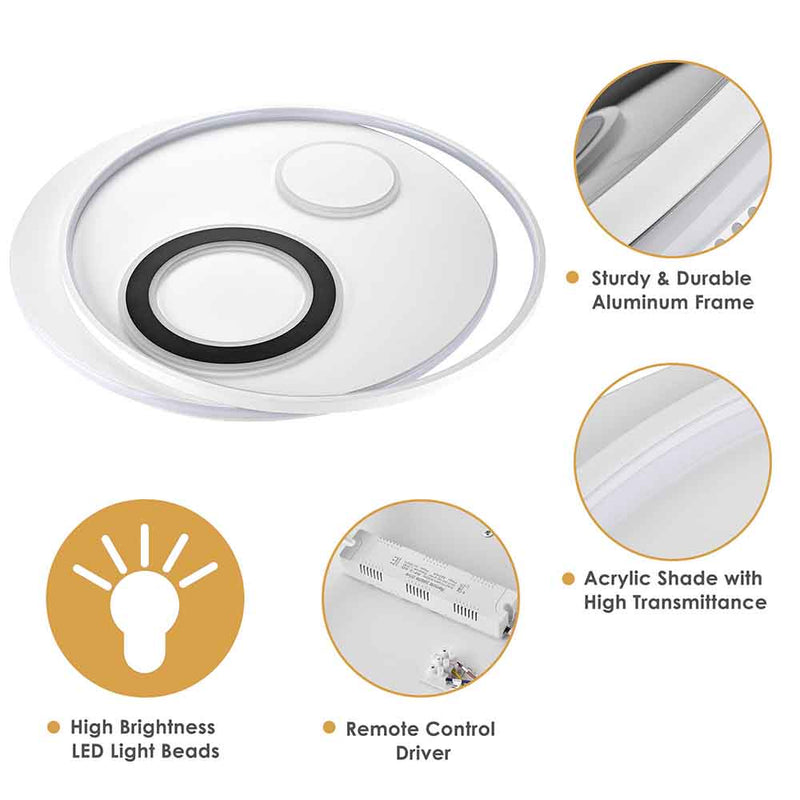 Yescom Modern Circle Ceiling Flush Light with Remote 70W 30 in.