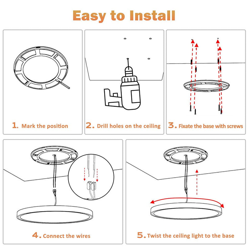 Yescom 2ct/pk 32W 16 in. Modern Ceiling Flush Light Dimmable