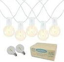 Novelty Lights 50 Feet G40 LED Patio String Lights with 50 Bulbs, Warm White, Weather Resistant and Shatterproof Replaceable Plastic Globe Bulbs, White Wire by GreenHaven Gardens