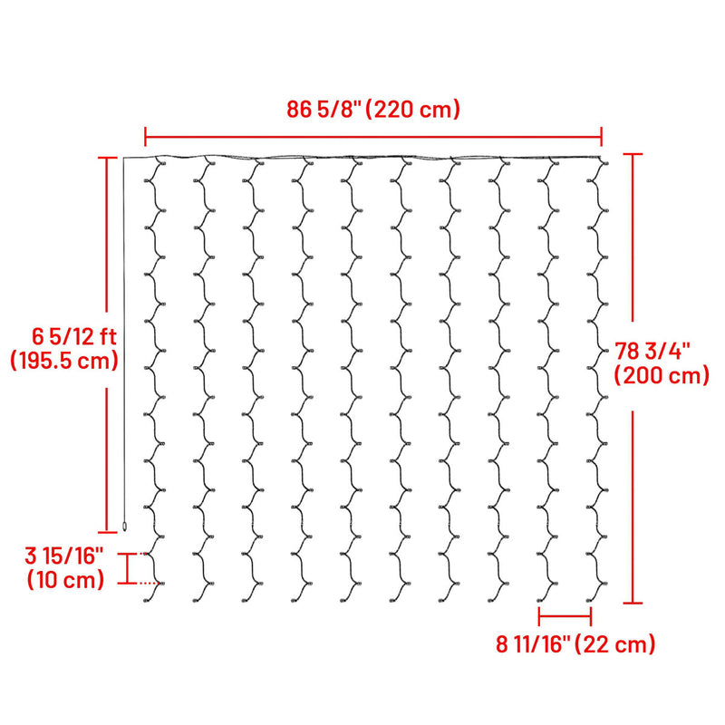 Yescom Curtain Fairy Lights 8-modes Lights Changing