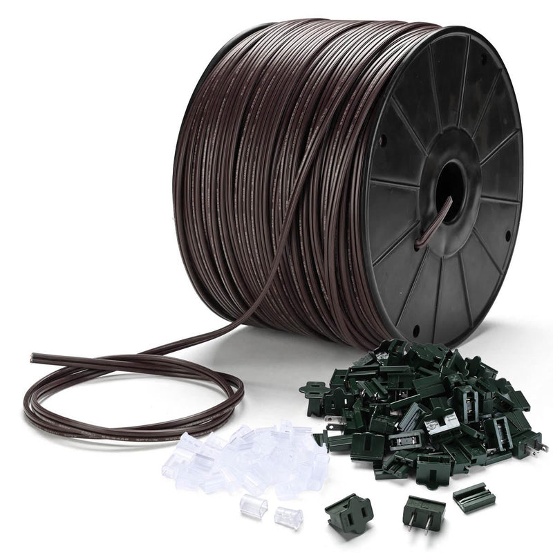 Yescom Electrical Zip-Cord Wire Spool of 500ft SPT-1 with Plugs & End Caps
