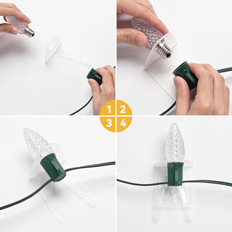 Yescom C7 C9 Christmas Light Clips, Hangers, Stakes, End Caps