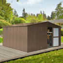 [11X12FT] Alora Outdoor Backyard Storage Metal Shed With Galvanized Steel Frame, Windows, And Lockable Doors (SAK60167)