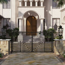 [12-18FT] Heavy-Duty Florence-Style Powder-Coated Galvanized Steel Dual-Swing Driveway Gate (SAK48168)