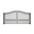 [12-18FT] Heavy-Duty London-Style Powder-Coated Galvanized Steel Dual-Swing Driveway Gate (SAK48520)
