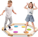 12-Piece Kids Wooden Balance Beam with Colorful Steeping Stones by LJGDeals