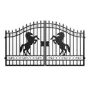 12x8 ft Dual Swing Driveway Steel Gate