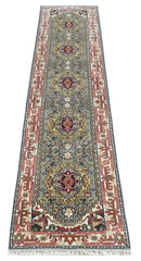 12 feet runner Mustard, Charcoal and Ivory Hand knotted Traditional wool Area Rug by The Rug Decor