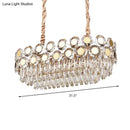 GobekUsa 12-Head Gold Suspension Lighting Fixture: Oval Faceted Crystal Island Pendant, Postmodern Design