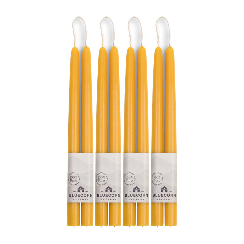 Hand-Dipped Beeswax Taper Candles - Bulk 4-Pair Bundle