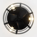 12" Flush Mount Low Profile Caged Small Ceiling Fan with Light and Remote Control
