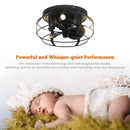 12" Flush Mount Low Profile Caged Small Ceiling Fan with Light and Remote Control