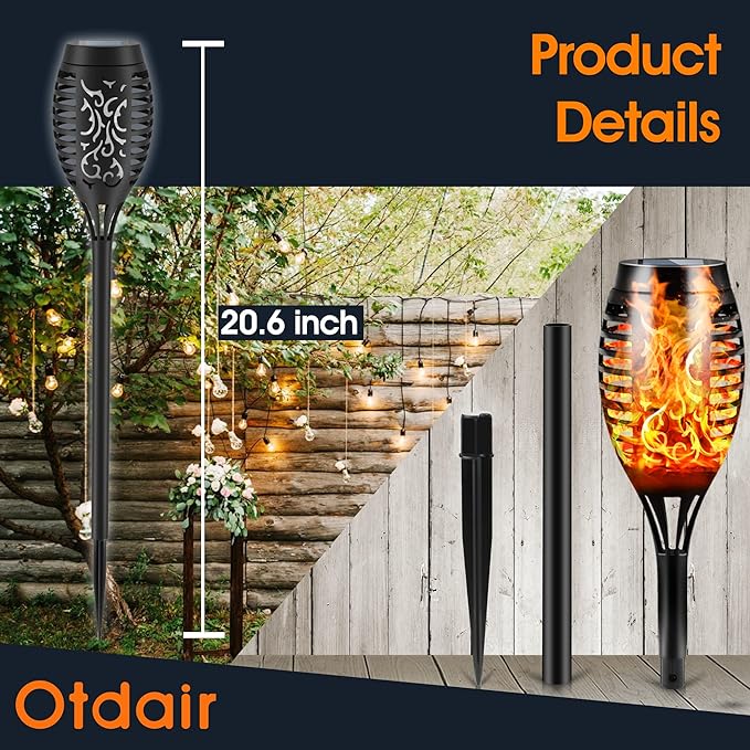 12 Pack Mini Solar Torch Light with Dancing Flickering Flame Lights Auto On/Off, photo 2 of 6