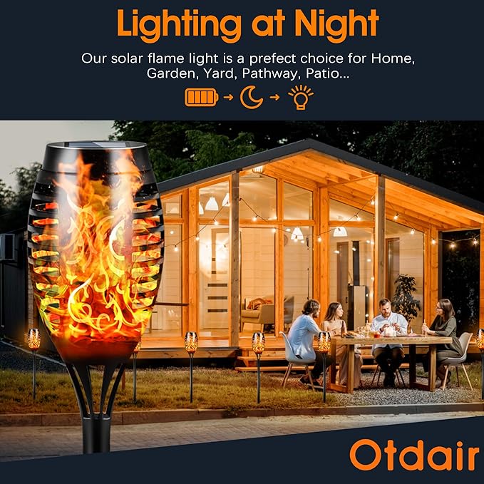 12 Pack Mini Solar Torch Light with Dancing Flickering Flame Lights Auto On/Off, photo 3 of 6