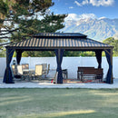 [12X20FT] Alora Heavy-Duty Outdoor Backyard Hardtop Gazebo With Netting And Curtains (SAK18352) by SAKSBY WHOLESALE