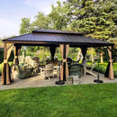 [12X20FT] Alora Heavy-Duty Outdoor Backyard Hardtop Gazebo With Netting And Curtains (SAK18352) by SAKSBY WHOLESALE