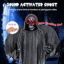 12.1 Ft Skeleton Ghost with Flickering Red Eyes and Scary Sounds by LJGDeals