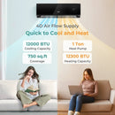 12000 BTU 22 SEER2 208-230V Wifi Enabled Mini Split Air Conditioner and Heater Black by LJGDeals