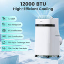 12000 BTU Portable Air Conditioner 3 in 1 Energy-saving with Fan and Dehumidifier-White by LJGDeals