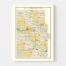 Vintage Map of Dickinson County, Kansas 1909