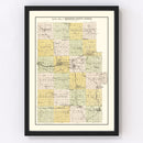 Vintage Map of Dickinson County, Kansas 1909