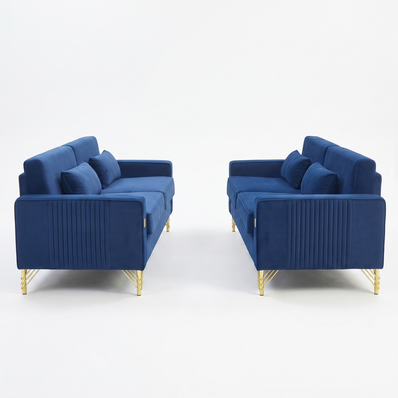 Royal Blue Velvet 2-Piece Sofa Set, photo 5 of 10