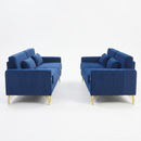 Royal Blue Velvet 2-Piece Sofa Set