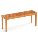 Set of 2 Acacia wood outdoor bench with slatted seat for garden by LJGDeals