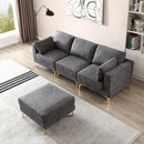 ADF Living Room Furniture Modern Leisure L Shape Couch Dark Grey Fabric