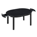 5-Piece Multifunctional Dining Table Set, Farmhouse Dining Set with Extendable Round Table,Two Small Drawers and 4 Upholstered Dining Chairs for Kitchen and Dining Room (Black)