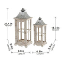 Wooden Candle Lantern Decorative, Hurricane Lantern Holder Decor For Indoor Outdoor, Home Garden - Ivory by HouseOfZazla