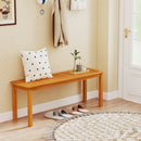 Acacia wood outdoor bench with slatted seat for garden by LJGDeals