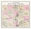 Vintage Map of Rock County, Wisconsin 1917