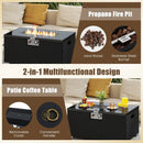 2-Piece Outdoor Rattan Fire Table Set 32 Inch Rectangle Gas Firepit with Tank Cover by LJGDeals